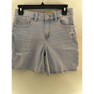 Thereabouts Womens 10.5 Plus Distressed Denim Shorts Light Wash Stretch NWT‎
